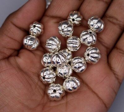 LOT 20 PIECES VINTAGE STYLISH HANDMADE SILVER JEWELRY MAKING BEADS FINDINGS BD1