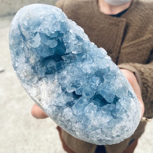 4.04LB Natural Beautiful Blue Celestite Crystal Geode Cave Mineral Specimen - Picture 5 of 6