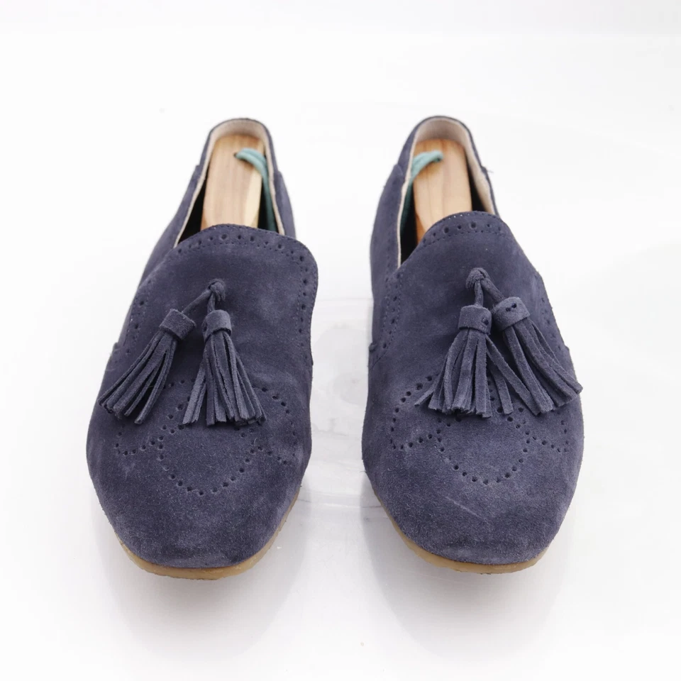 Boden 女式乐福鞋 38 7 码海军蓝麂皮绒流苏平底温蒂普布洛克鞋 — 第 4/4 张图片