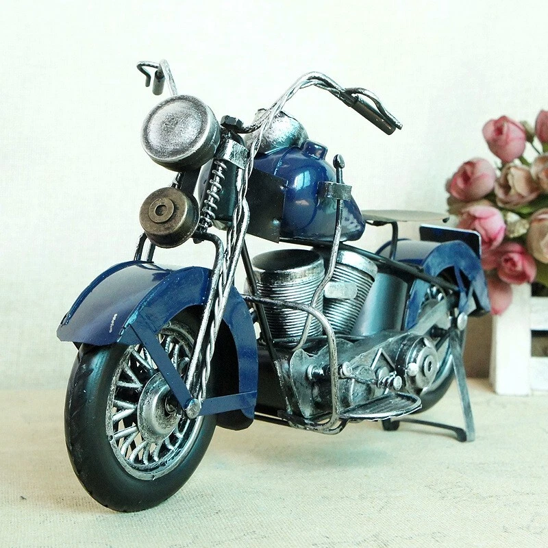 Vintage Handmade Iron Motorcycle Model Rustic Metal Art Motorbike Sculpture Gift - Image 2 of 4