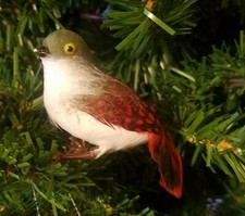 Lot of 6 Small 2" Artificial Red Spotted Birds for Christmas Floral Crafts