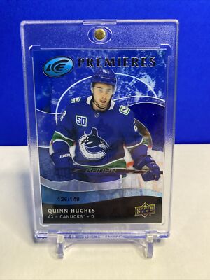 2019-20 UD Ice Ice Premieres Retro #10 Quinn Hughes 126/149 Vancouver Canucks RC