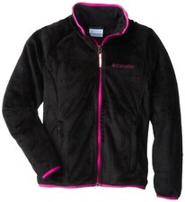 Columbia Big Girls' Pearl Plush Full Zip Jacket, Black, 14/16