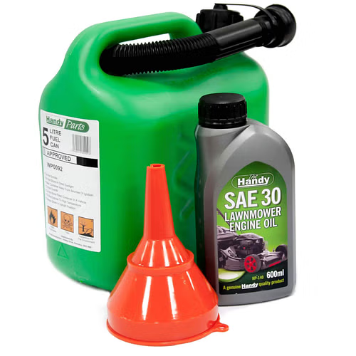 Lawnmower Starter Kit. Petrol Can, SAE30 Oil and Funnel Briggs & Stratton