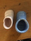 Vintage Lot 2 Pottery Ceramic Baby Shoe Planters Blue,Pink 1 Haeger 1 No marking — photo 10