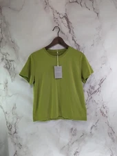 Everlane T Shirt Women XS Yellow Green Pea Crew Neck Box Cut Tee Organic Cotton 