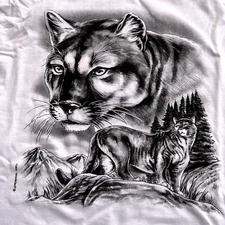 Vintage 90s Mountain Lion Nature T Shirt Springhill Hanes Size XL Single Stitch