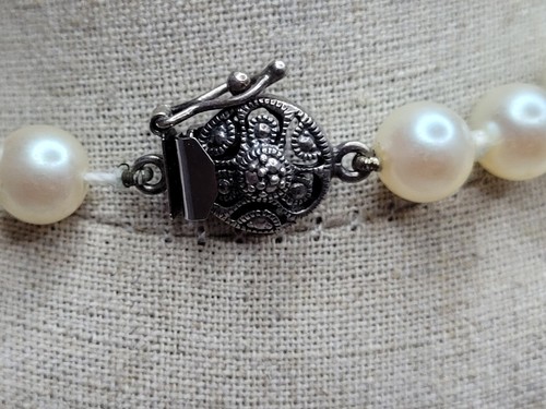 Judith Jack faux pearl, marcasite and sterling vintage silver necklace - Picture 8 of 8