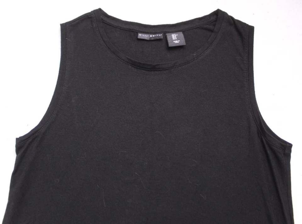 CAMISETA WILLI SMITH Damas Talla S Negro Sólido Sin Mangas Tejido Elástico Foto 2 de 4