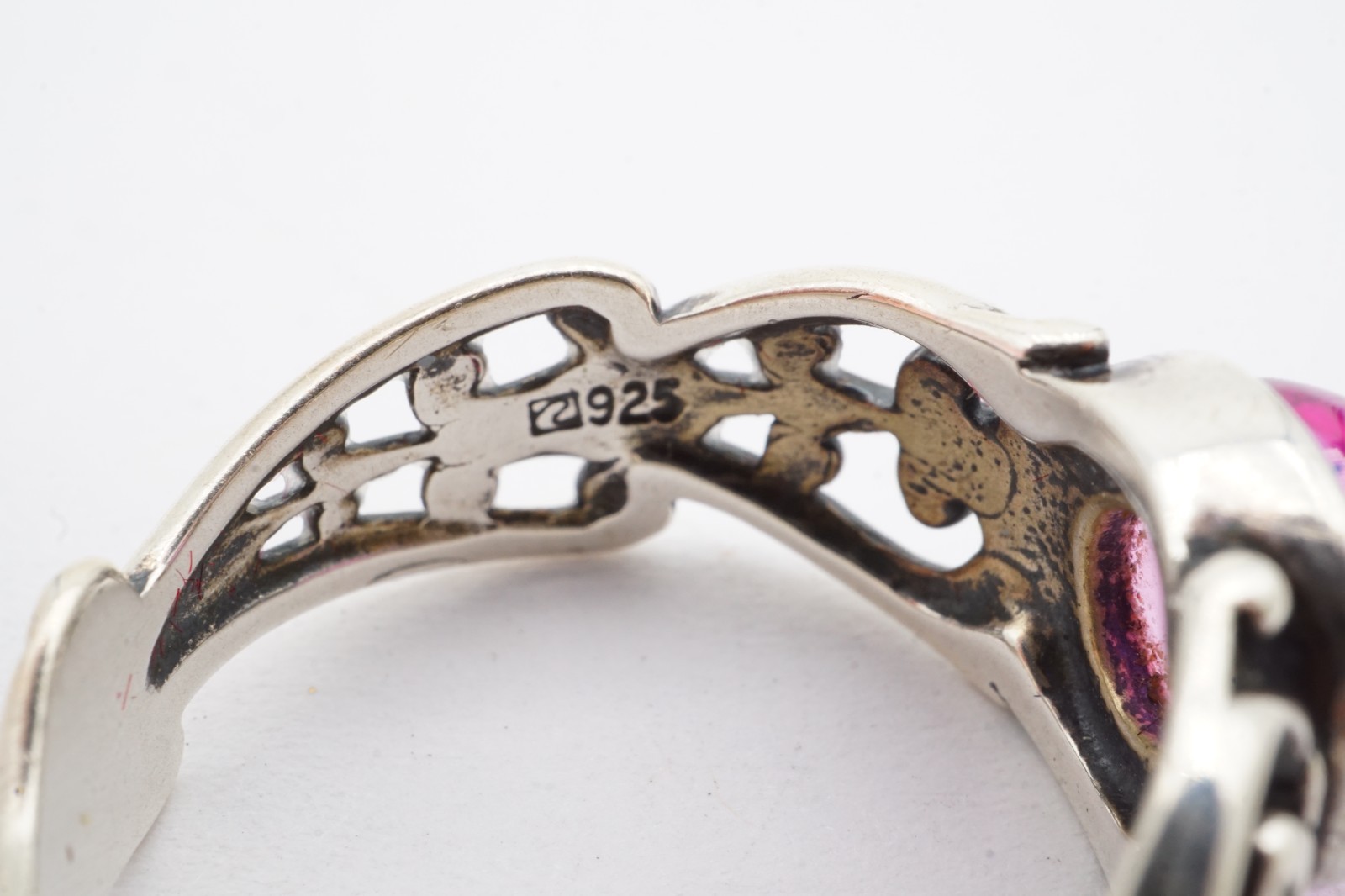 Sterling Silver 925 Ruby Cabochon Ring Size 6.75 - image 6