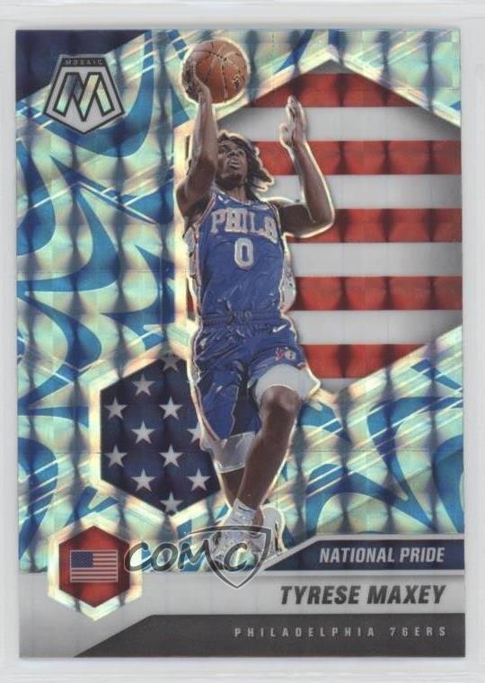 2020-21 Panini Mosaic National Pride Reactive Blue Prizm Tyrese Maxey #259 06n5