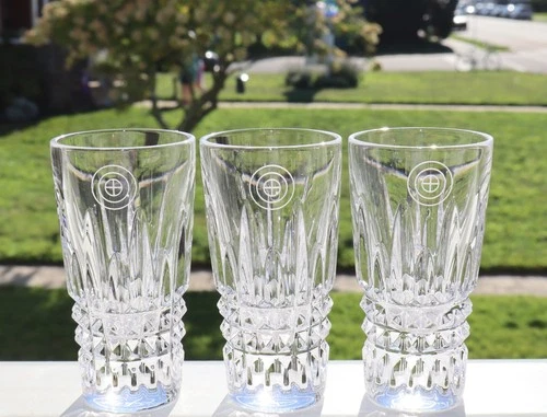 3 WATERFORD CRYSTAL LISMORE DIAMOND SHOT GLASSES 3 1/2" TALL