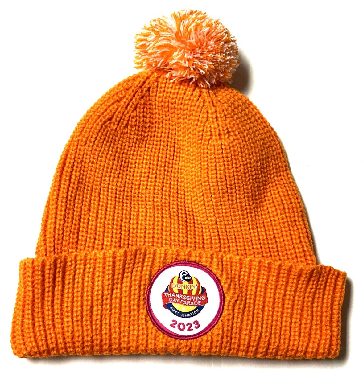 Dunkin Donuts Orange Pom Knit Winter Hat Cap Adult Beanie | eBay display picture 2