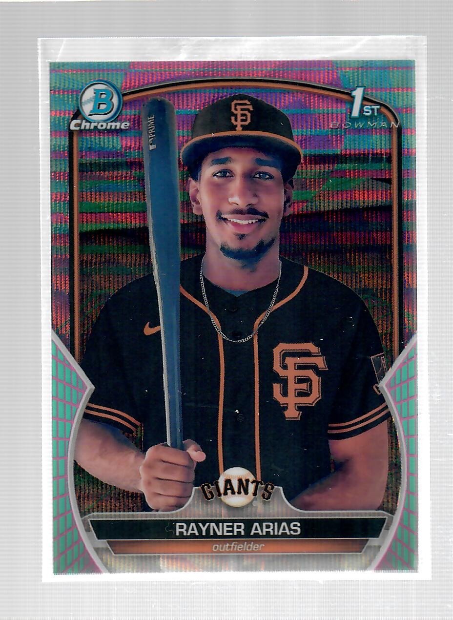 2023 1st Bowman Chrome Rayner Arias Aqua Pink Vapor 8/125 Giants BCP-222