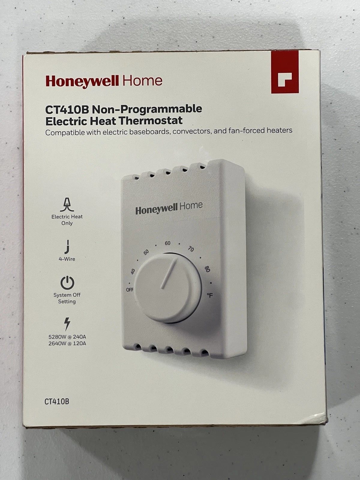 NEW Honeywell Home CT410B Non-Programmable Electric Heat Thermostat 4-Wire