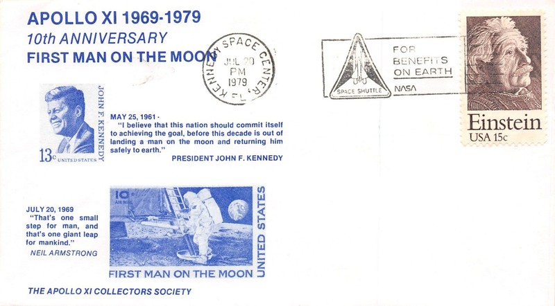 APOLLO 11 10th ANNIV. KSC CANCEL 7/20/79 C76 JFK FACSIMILE CACHET -STAMP SC#1774