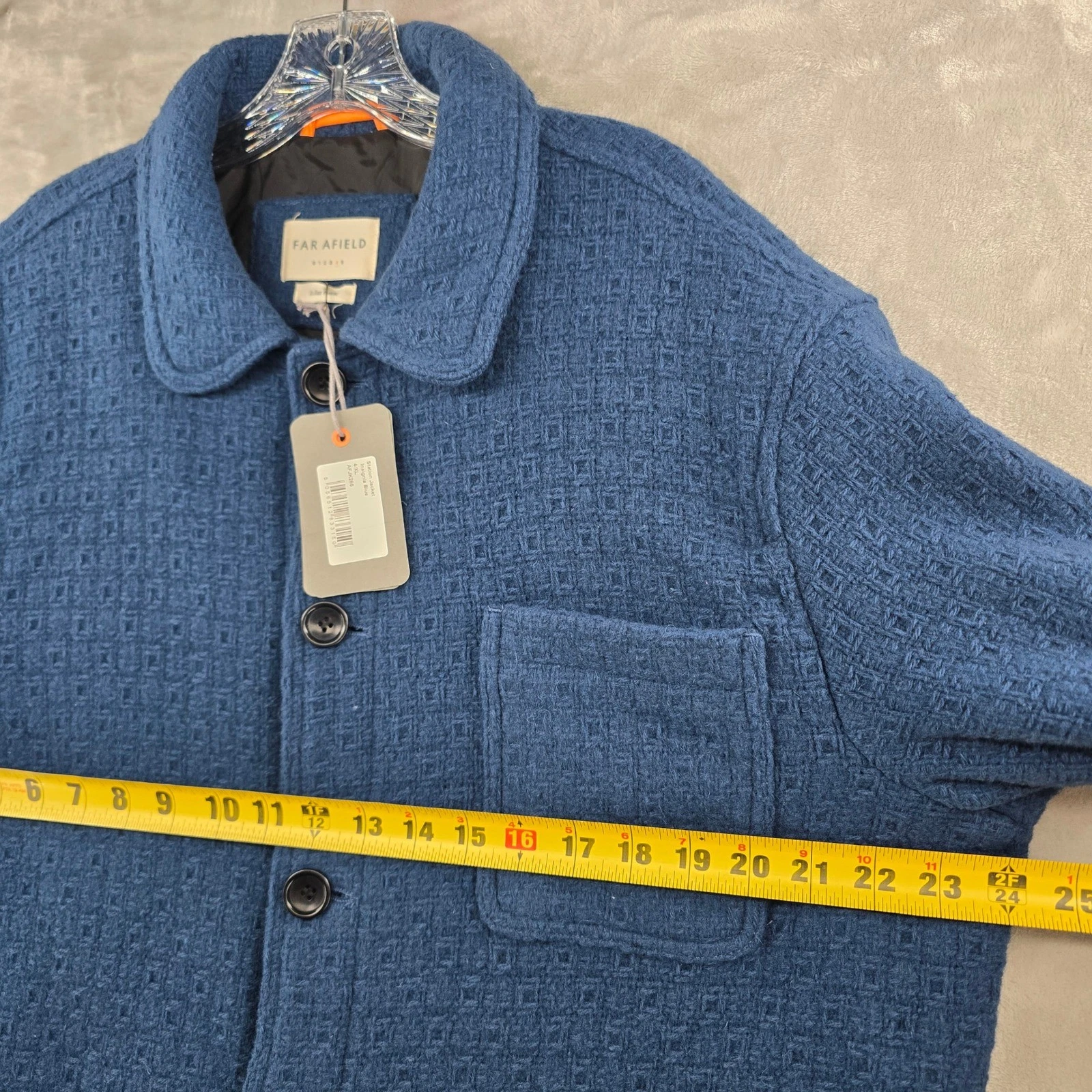 NEW Far Afield Station Jacket Men XL Insignia Blue Italian Wool Blend image 6