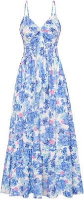 GRACE KARIN Women Long Floral Flowy Swing Dresses Spaghetti Strap Beach Swing Sundress Backless Strappy Dress