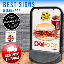 Hot Food Breakfast PAVEMENT SIGN, Display, A-Board for Food Van, Kiosk, Cafe etc