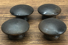 Vintage Lot of 4 - Black Wooden Mushroom Knobs Pulls Handles 1.75"  060