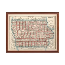 Old Map of Iowa 1893 - Vintage Iowa Art