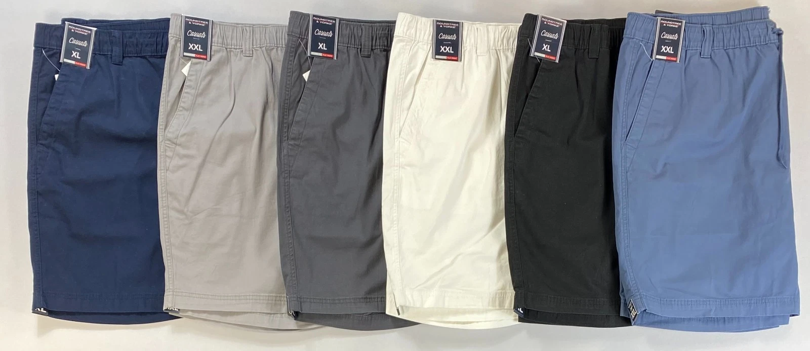 Men's Roundtree & Yorke Casuals Classic Fit Flat Front Elastic Waistband Shorts