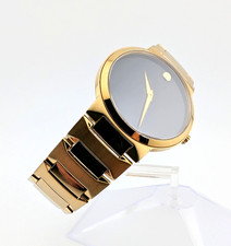 Movado Mens Temo Classic Museum Gold Plated P...