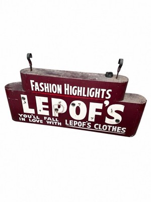 Vintage LEPOF S Neon Clothing Store Sign Hand Painted Fashion Highlights Ad