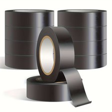 Image of Pack of 10 PVC Insulation Tape Black Size 19mm x 20m Durable Multi Purpose DIY