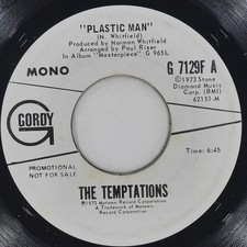 THE TEMPTATIONS Plastic Man GORDY G 7129F VG+ 45 RPM 1973 Funk 7" Soul Jukebox