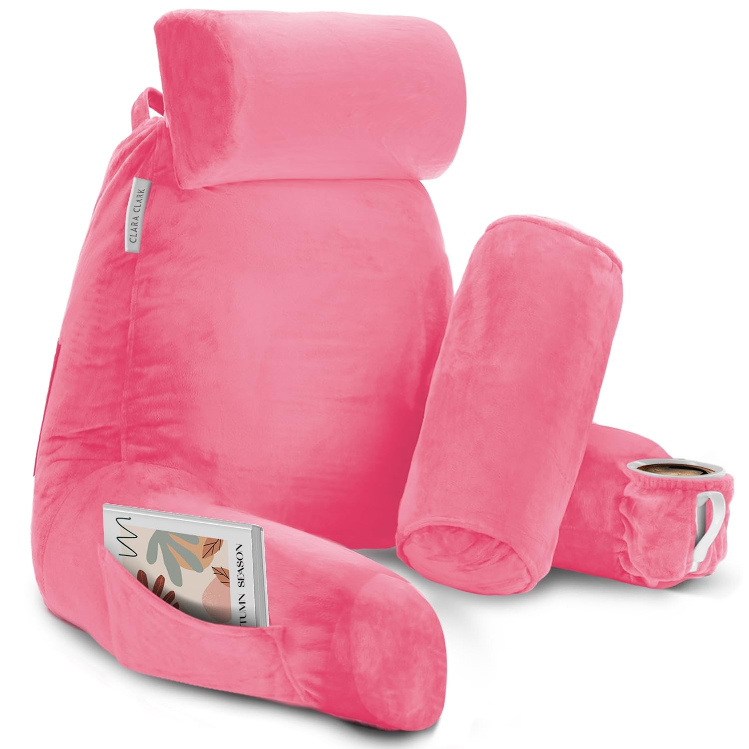 Reading Pillow with Shredded Memory Foam Includes 2 Neck and Lumber Support P...