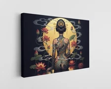 Japanese Dragon Backpiece Canvas Tattooed Woman Wall Art Ukiyoe Print