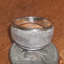 Vtg Sterling Silver 925 Textured Wide Band Ring Size 8.75 Unisex USA Made
