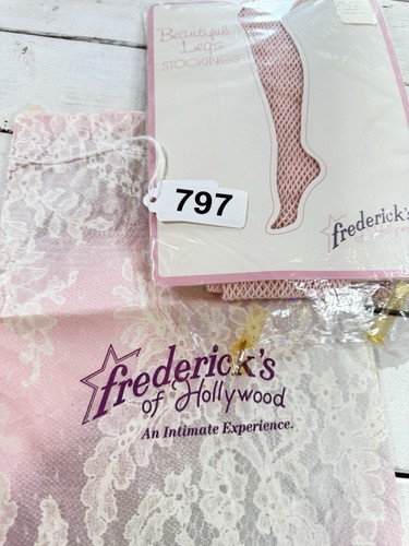USA Vintage Frederick's of Hollywood Fishnet Thigh High One Size Pink 90's - Picture 5 of 5