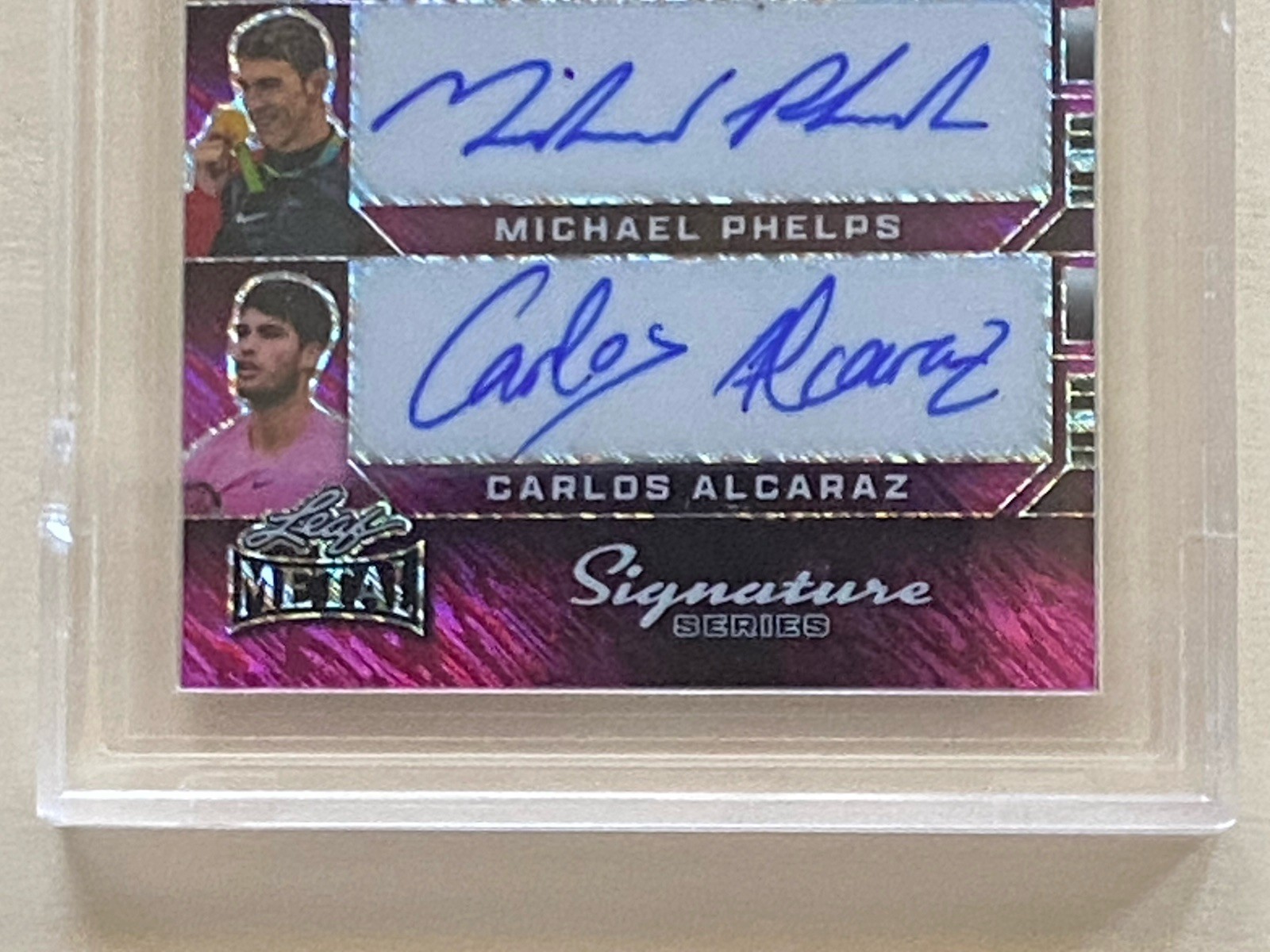 2024 LEAF METAL PINK LIONEL MESSI STEPHEN CURRY PHELPS ALCARAZ QUAD AUTO 1/1 view 4