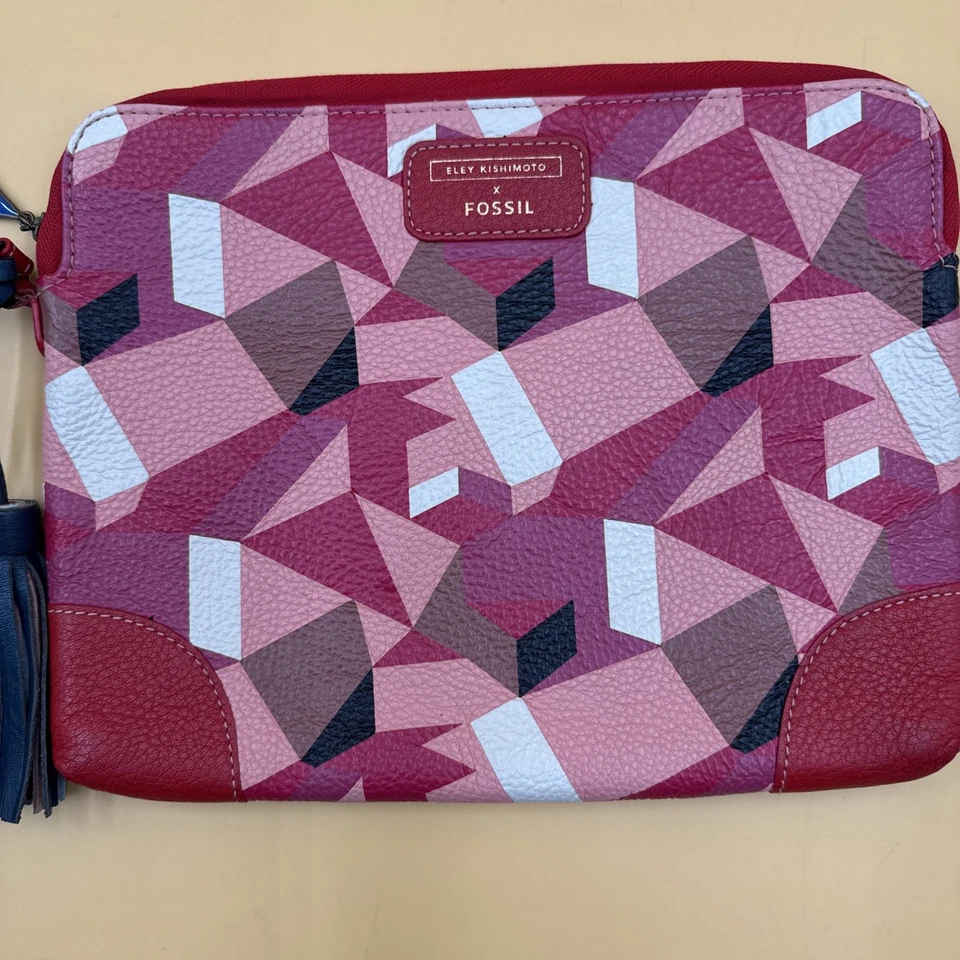 Raro Fossil Eley Kishimoto Cuero Cremallera Tableta Estuche 10.25”x8” Muñequera ¡EXCELENTE ESTADO USADO!! Foto 2 de 4