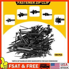 100pcs Mixed Cable Tie Bundled Car Wire Harness Line Fastener Zip Clip Bands. G