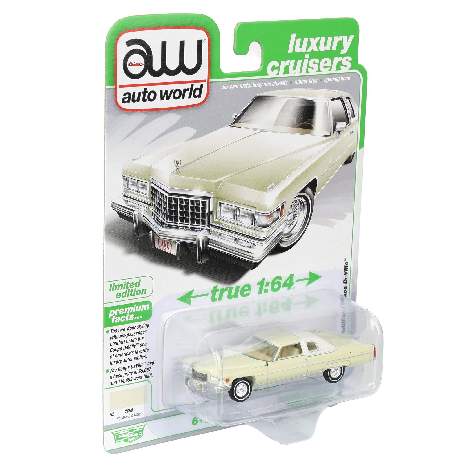 1/64 1976 Cadillac Coupe DeVille, Phoenician Ivory, Auto World, 64532-B3