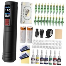 Wireless Rotary Tattoo Pen Kit, 1600mAh Cordless Machine with Dual Batteries,