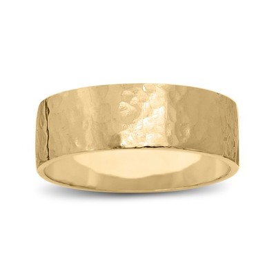 Solid 10K Yellow Gold Hammered Ring 7mm Size 3   15 Wide Gold Band