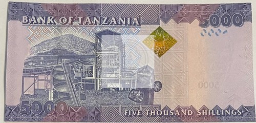Tanzania 5.000 scellini, 2020 ND, P-43c, UNC Rhino banconota mondiale - Foto 2 di 2