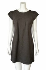 Deletta Anthropologie Black Dress S Small Ponte Knit Shift Pleated Detail Back