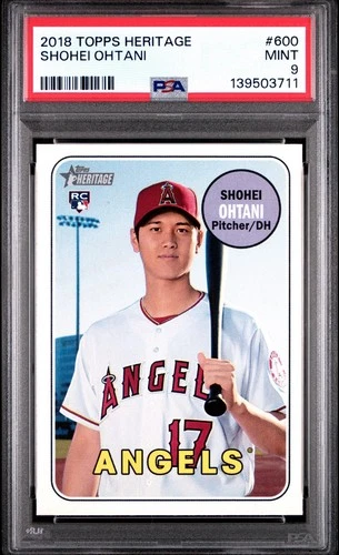 2018 TOPPS HERITAGE #600 SHOHEI OHTANI ROOKIE RC PSA 9
