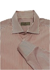 CANALI 1934 Mens Pinstripe Dress Shirt-42/16.5-White/Burgundy