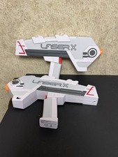 Laser X Interactive Laser Tag Blasters Set of 2 Gray White Untested NSI 2021