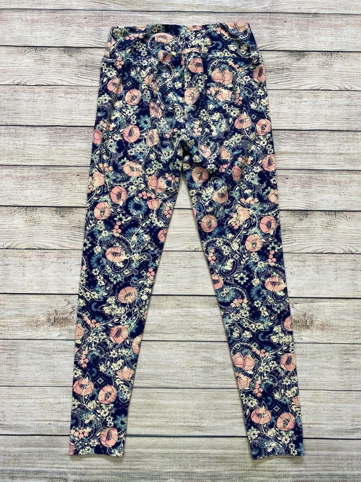 LuLaRoe Size One Size Womens Floral Paisley Print Leggings H39 - Image 2 of 4