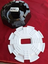 CAO Bones Cigar Ashtray Black,  White Top, Mexican Train Dominoes, New In Box