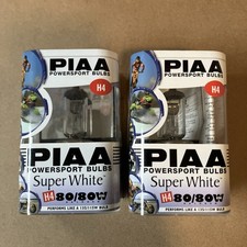 2 Piaa H4 Powersport Bulb Super White 8080w Motorcycle Off-road Bulbs