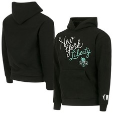 Unisex round21 Black New York Liberty Script Pullover Hoodie