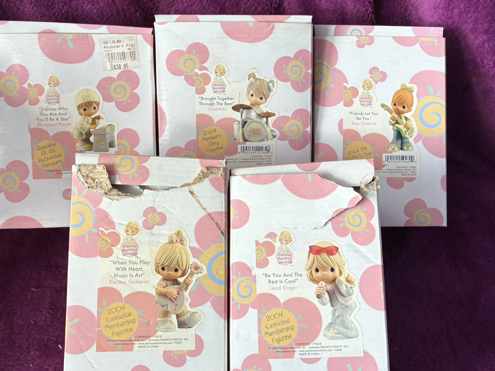 Precious Moments 2004 Members Only Lot Of 5 Girl Band Members